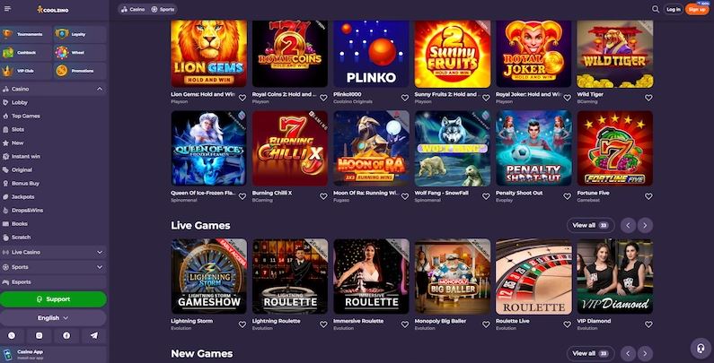 Coolzino Casino Screenshot